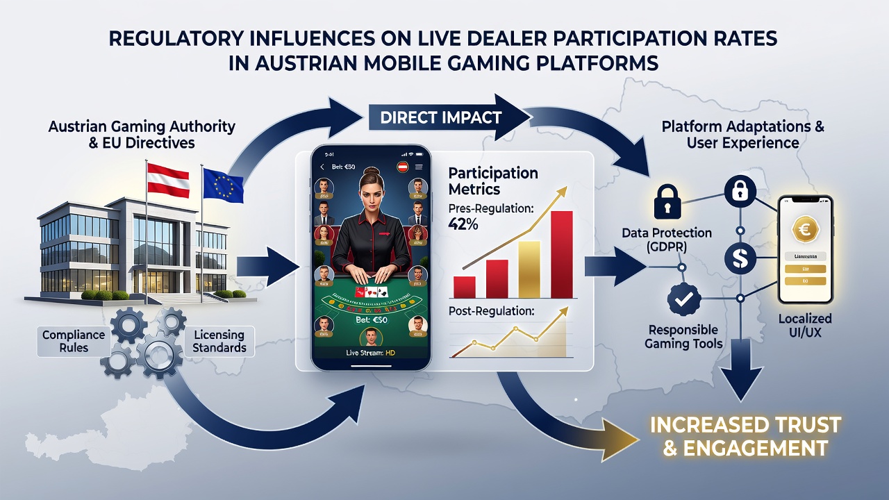 Mobile live dealer interface showing regulatory compliance indicators on an Austrian gaming app